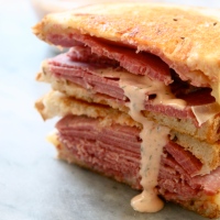 Corned Beef Sandwiches with Copycat Grouchos Sauce