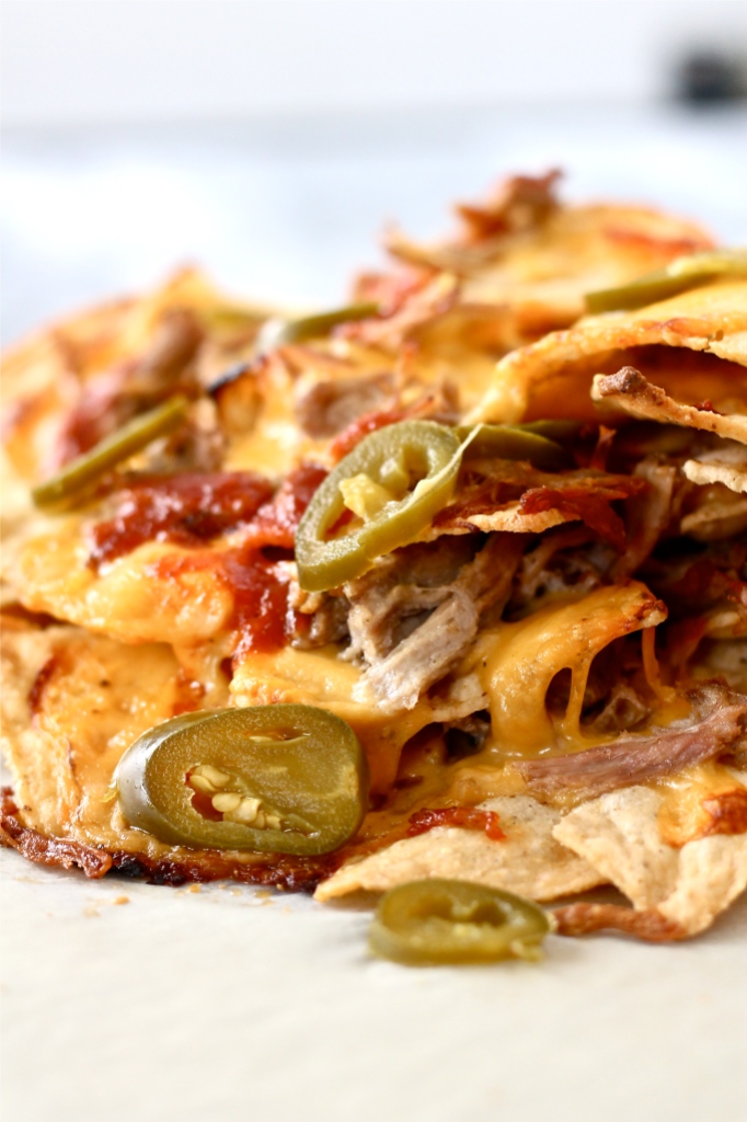 Carolina Pulled Pork Nachos with Beer Cheese Queso